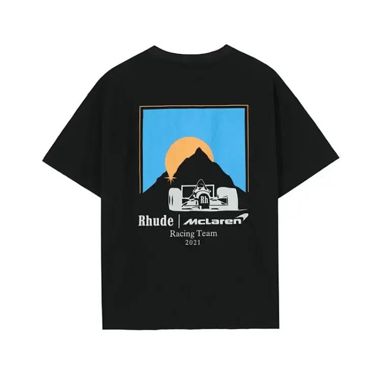 Rhude Black T-Shirt with McLaren 2021 Back Graphic