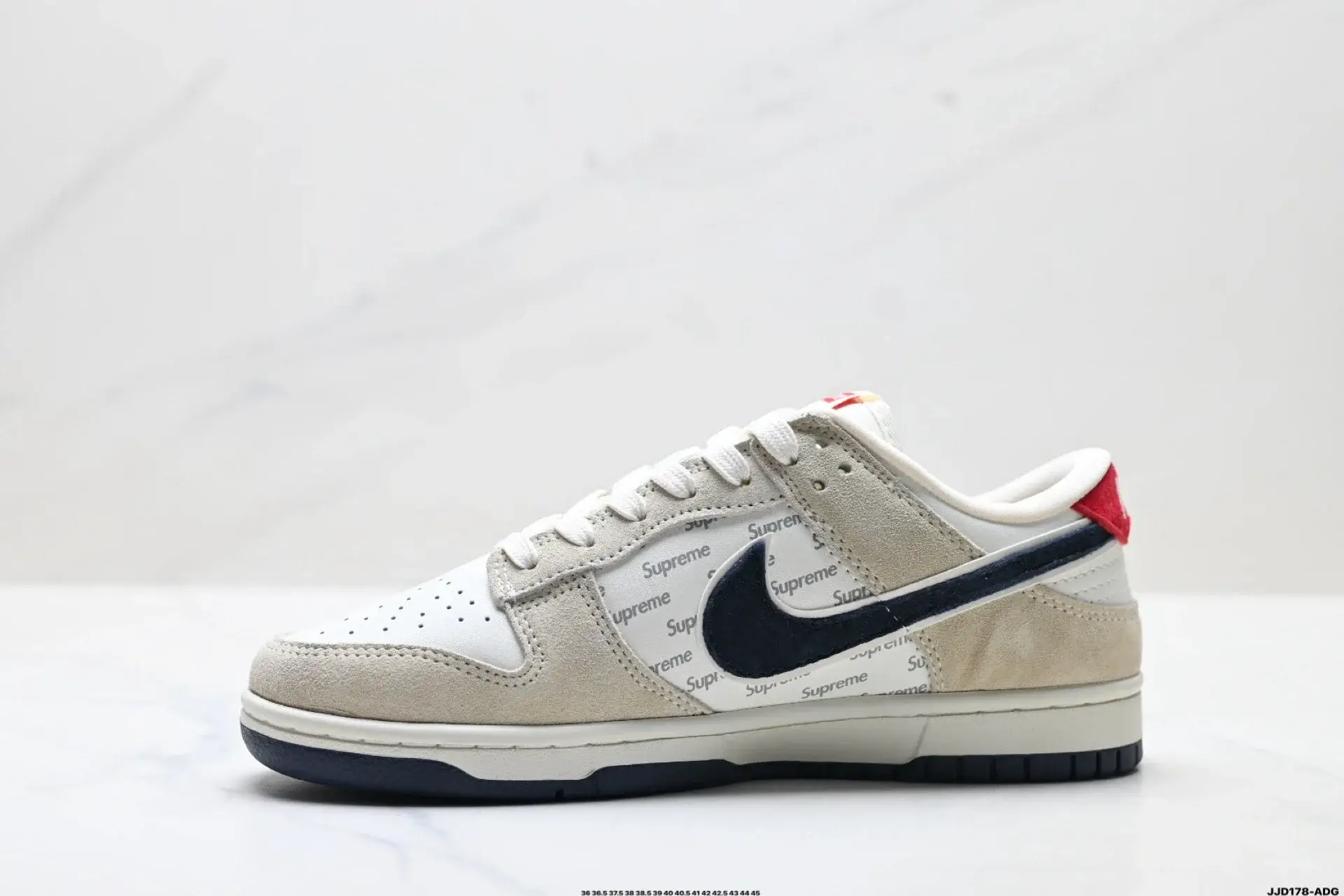 Nike x Supreme Dunk Low White Beige Navy Red