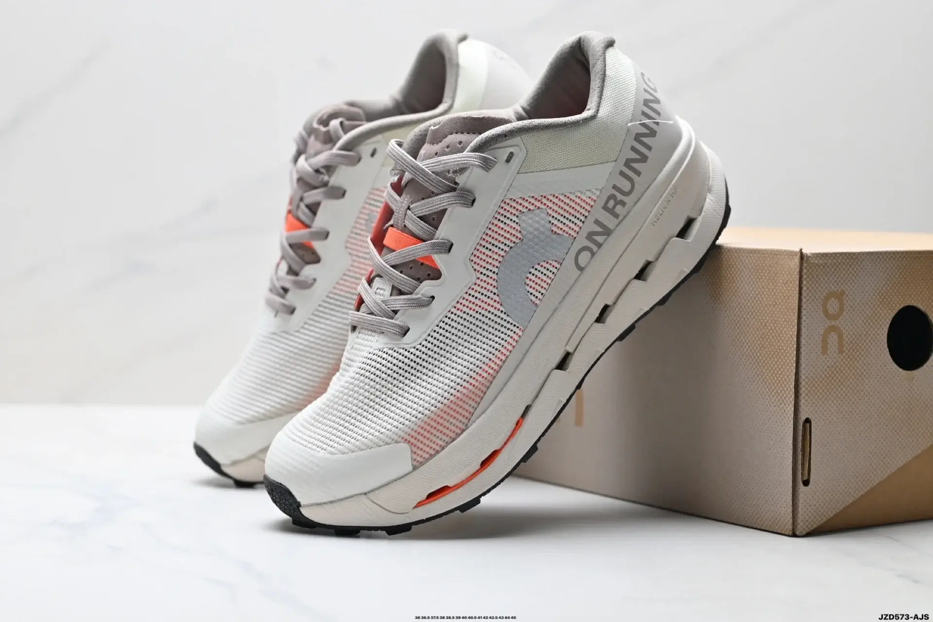 On Running White & Orange Mesh Shoes