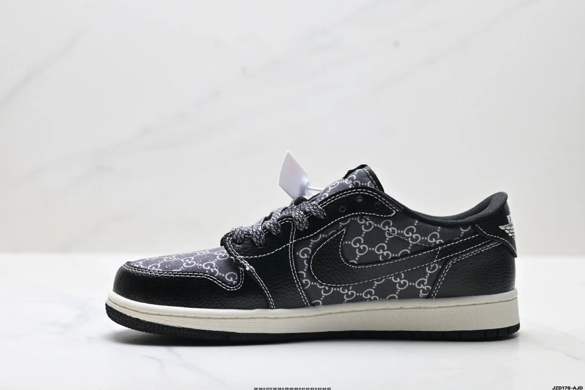 Nike AJ1 Low Black Gray Patterned GG