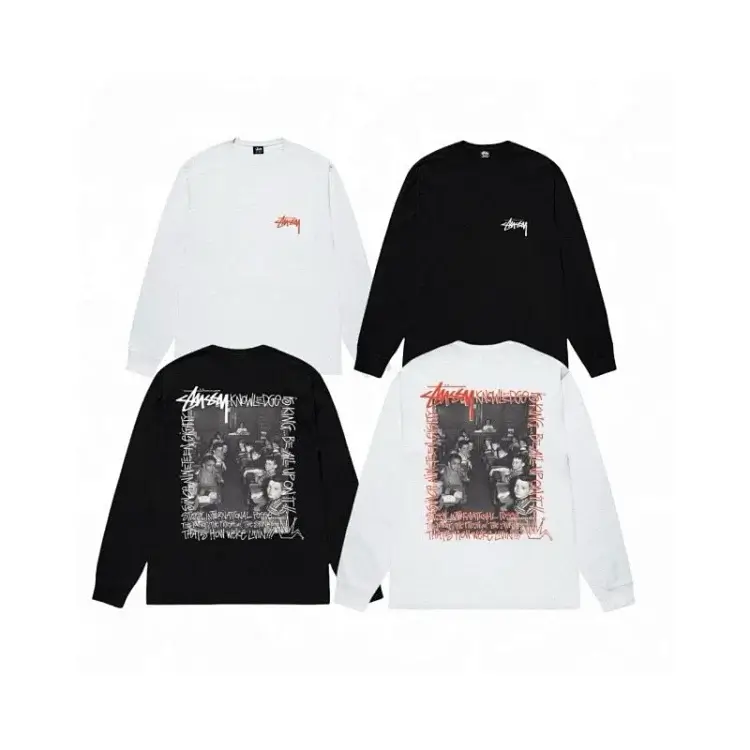 Stussy Logo & Graphic Print Long-Sleeve Tee