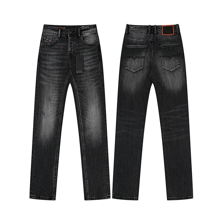 Diesel Black Distressed Straight-Leg Jeans
