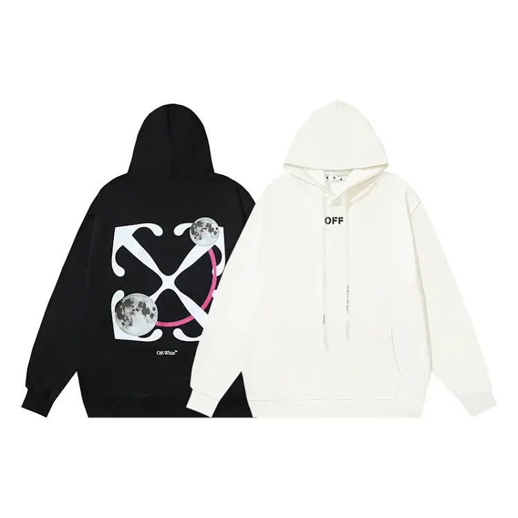 OFF-WHITE Hoodies: Black Moon & Arrow, White Logo