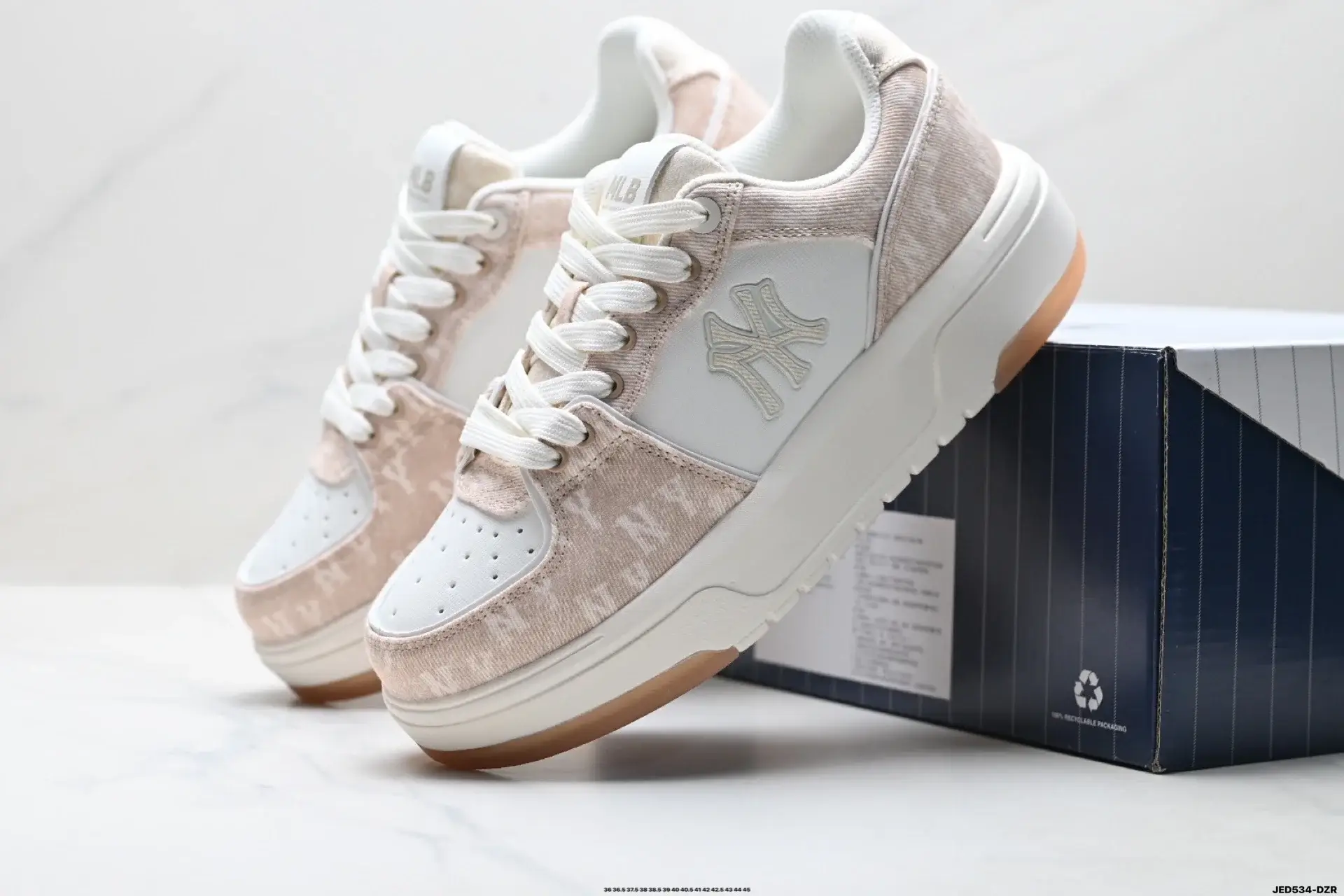 MLB Pink & White NY Logo Sneakers