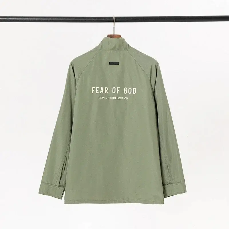 FEAR OF GOD Olive Green Stand-Collar Jacket