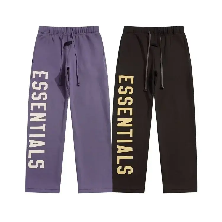 ESSENTIALS Graphic Print Drawstring Pants (Purple/Black)