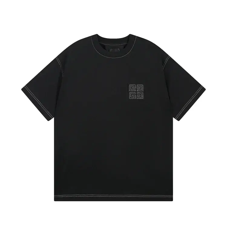 Givenchy Black T-Shirt with Contrast Stitching & 4G Embroidery