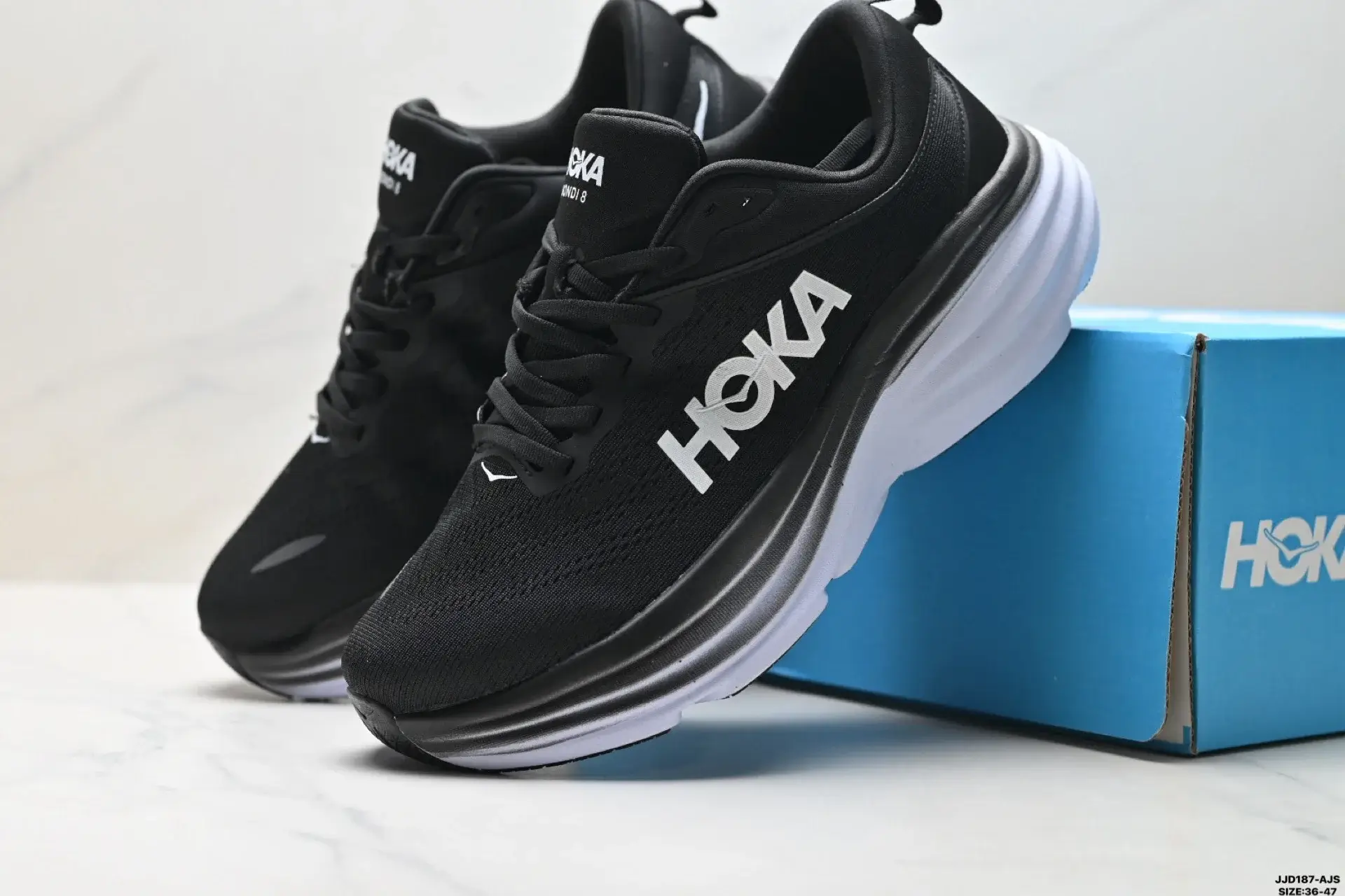 HOKA Black Running Shoes with White Sole & Mesh