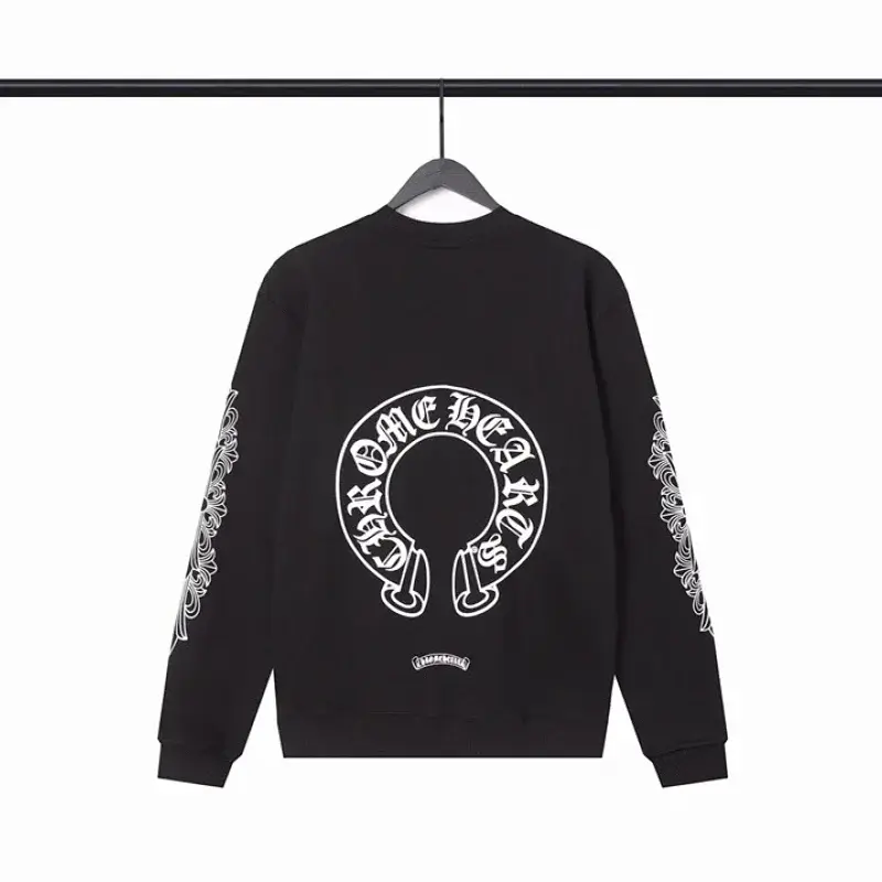 Chrome Hearts Black Crewneck: Horseshoe & Floral