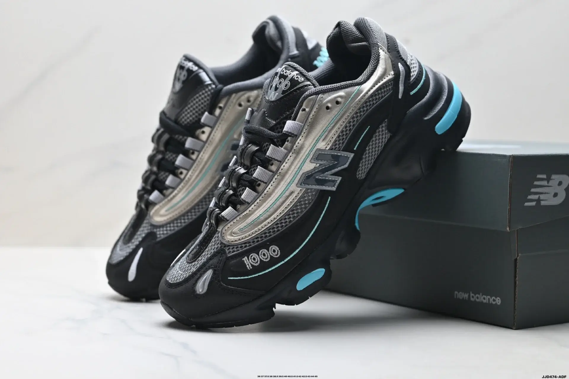 New Balance 1000 Retro Black Silver Cyan