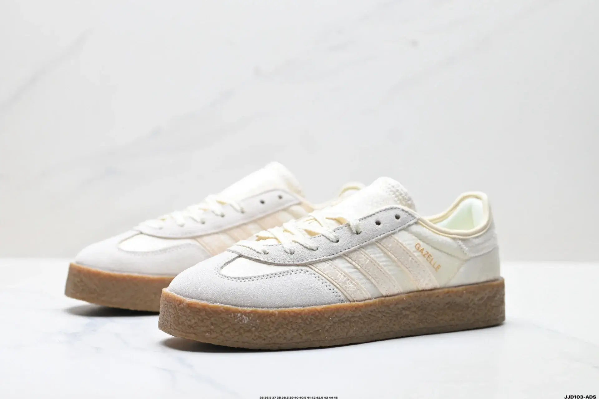 Adidas Gazelle White Suede Gum Sole