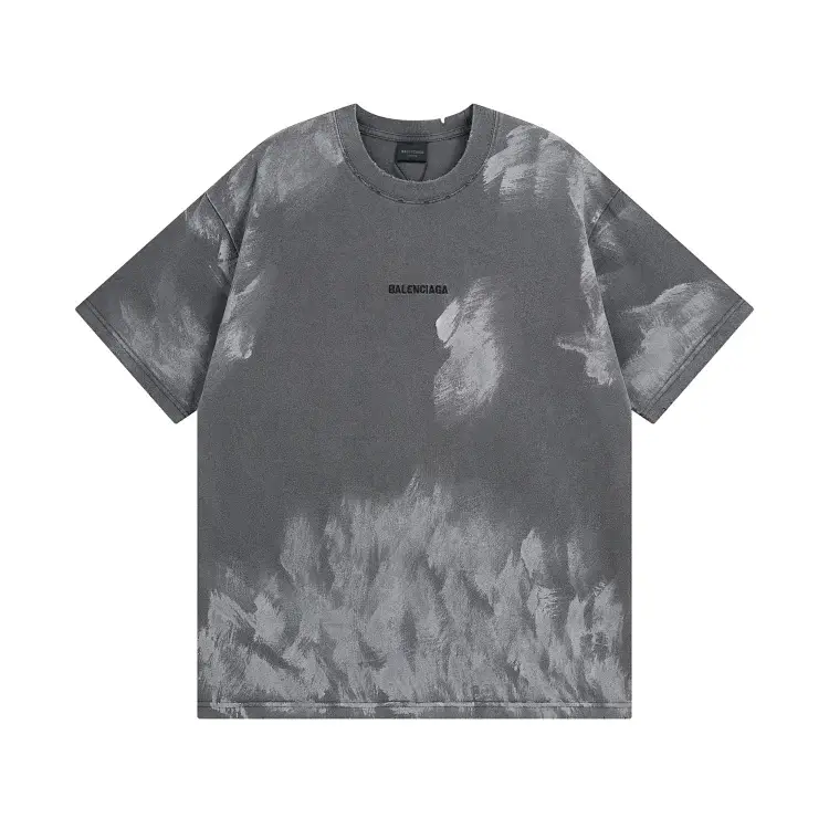 Balenciaga Gray Tie-Dye Logo T-Shirt