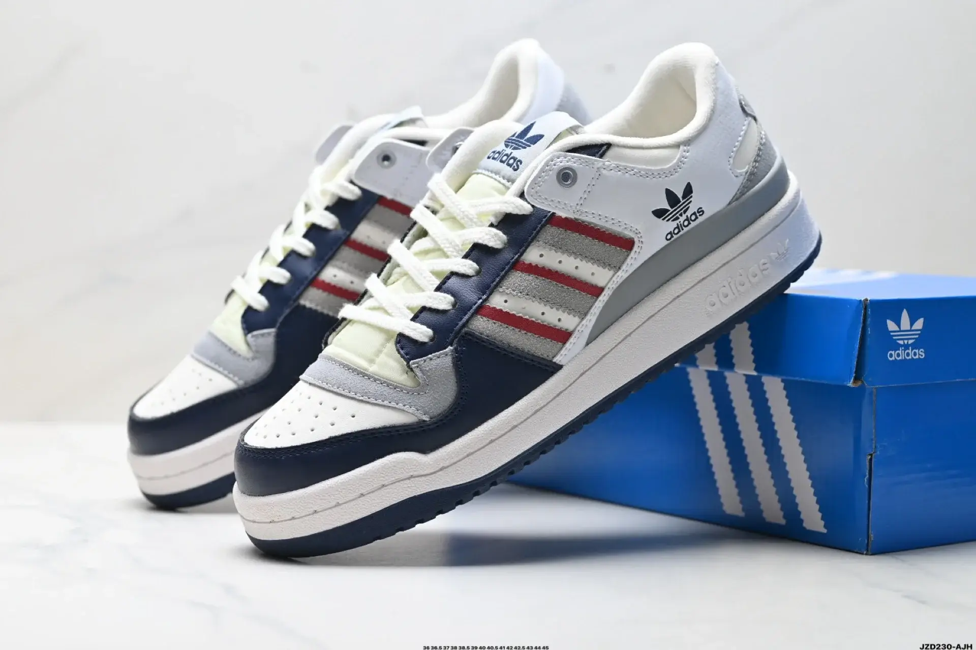 Adidas Retro Low Sneakers (White, Navy, Gray, Red)