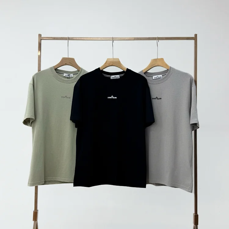 Stone Island Logo Tees (Sage, Black, Gray)