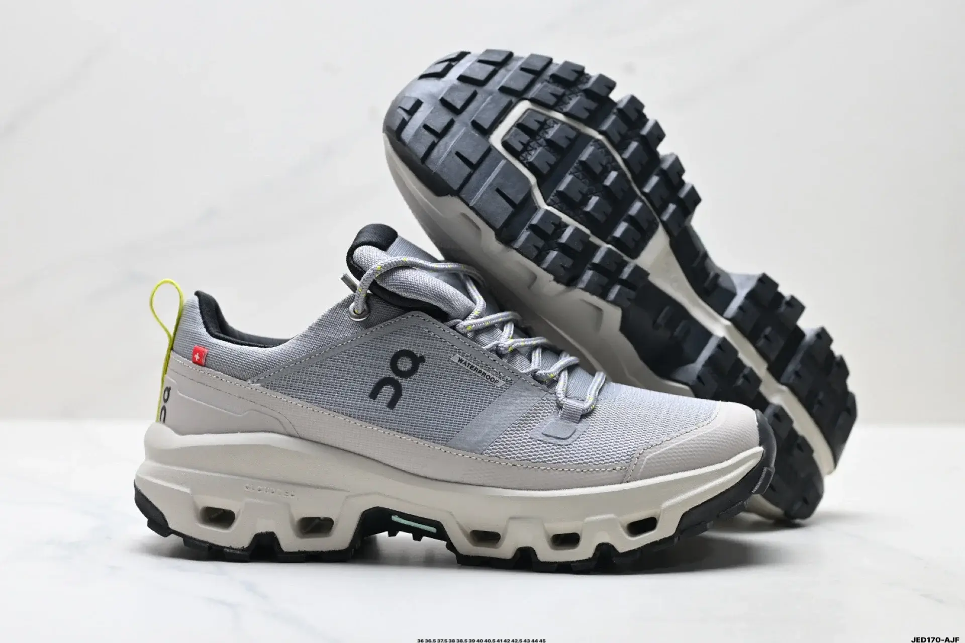 On Light Gray Waterproof Hiking Sneakers