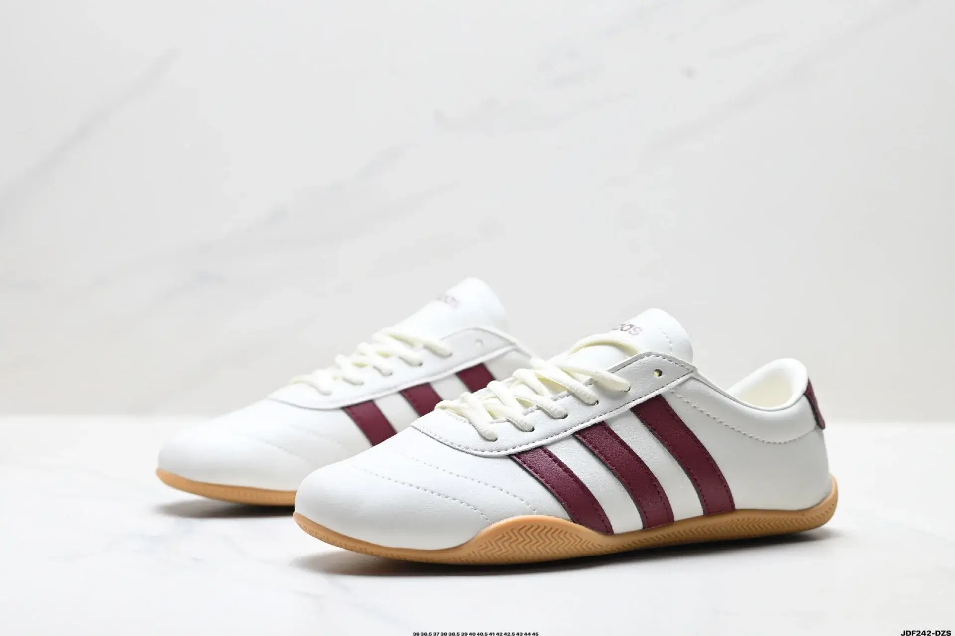 Adidas White & Burgundy Striped Shoes