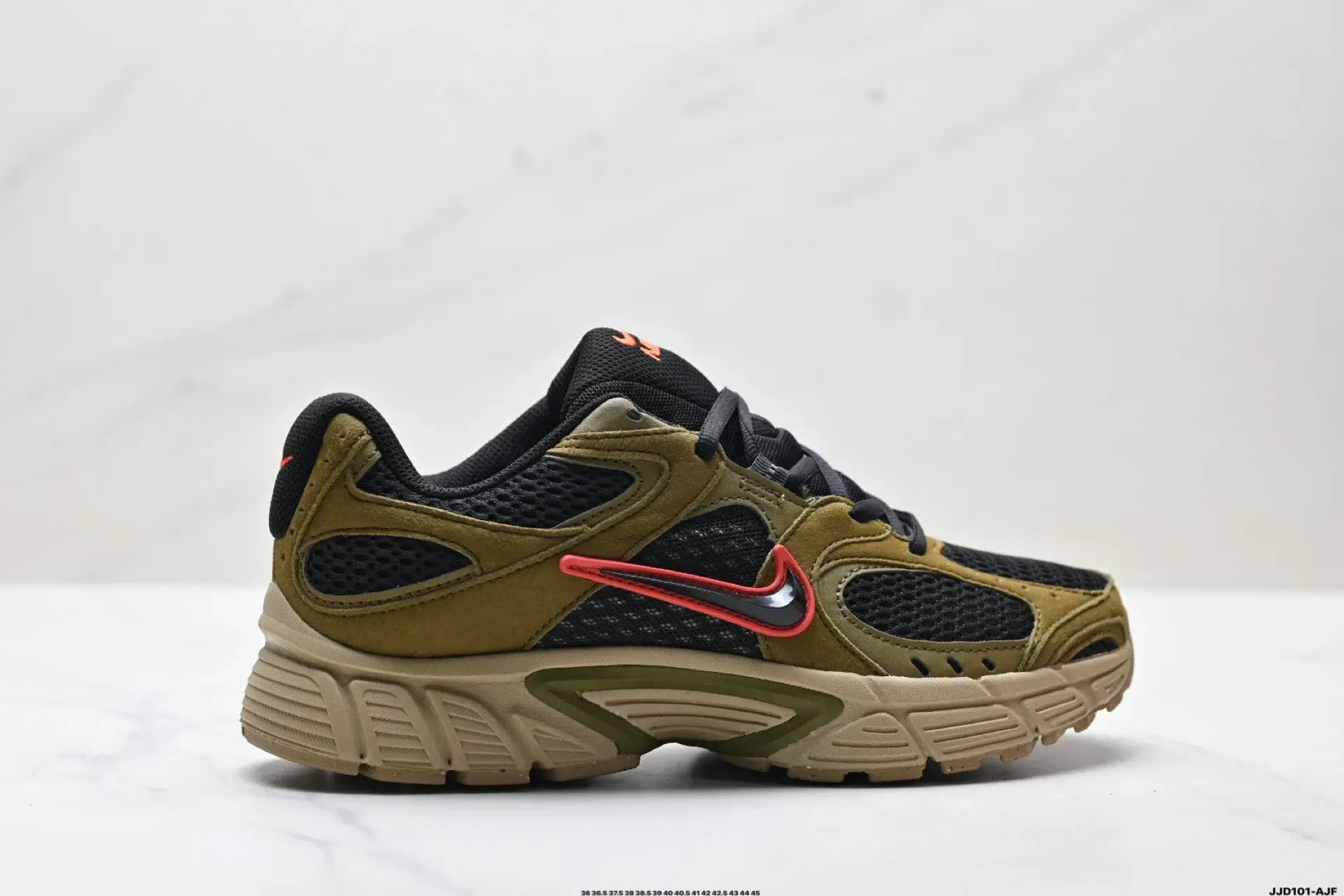 Nike Retro Runner: Olive Black Beige Mesh Suede