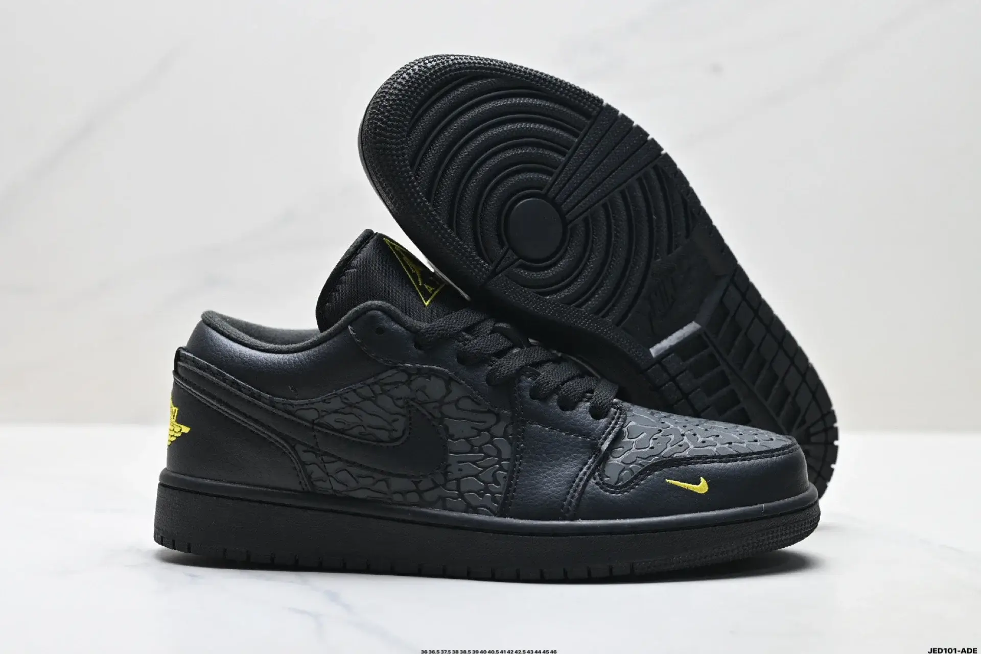 Nike AJ1 Low Black Yellow Crackle