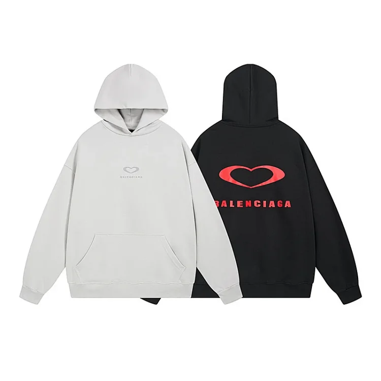 BALENCIAGA Heart Logo Hoodie (White/Black)