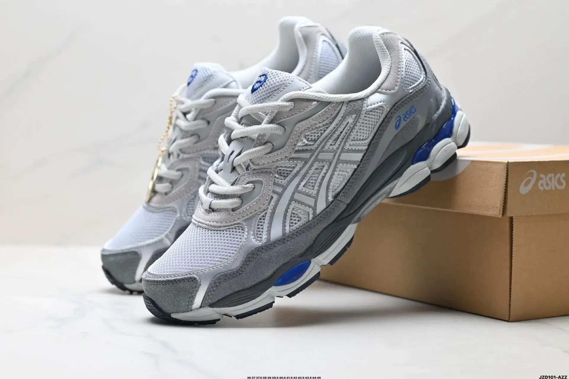 Asics Grey & Blue Running Shoes