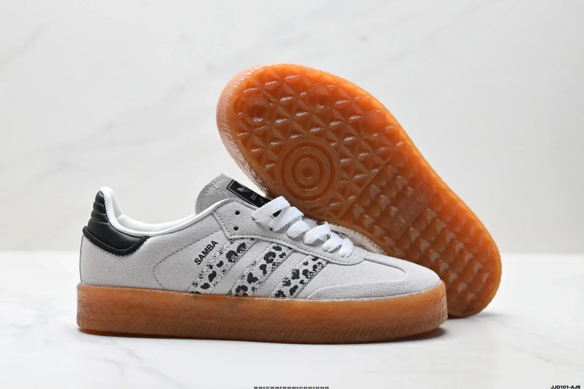 Adidas Samba Light Gray Leopard Gum Sole