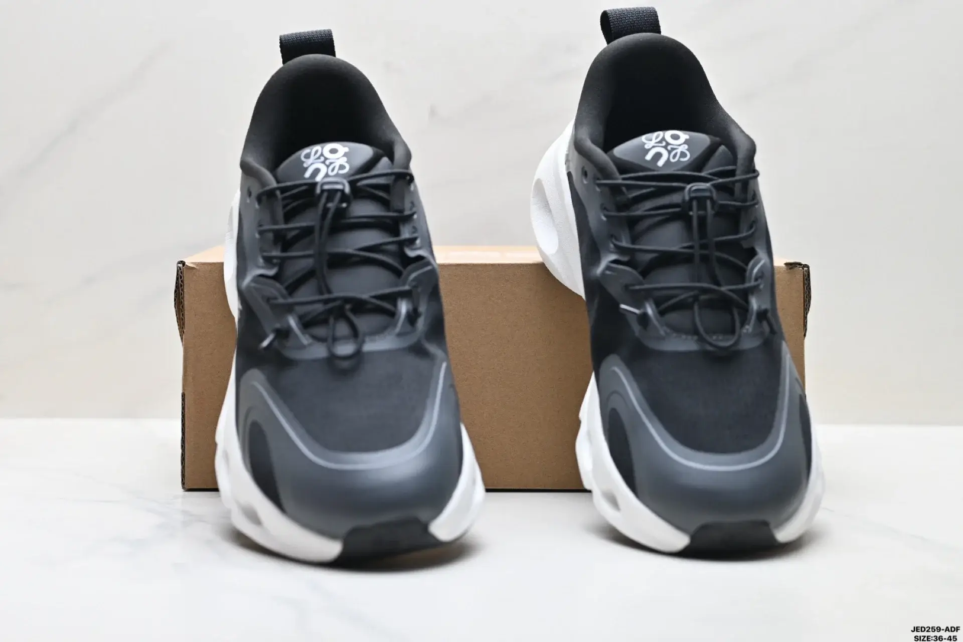 On Black & White Lace-Up Sport Shoes