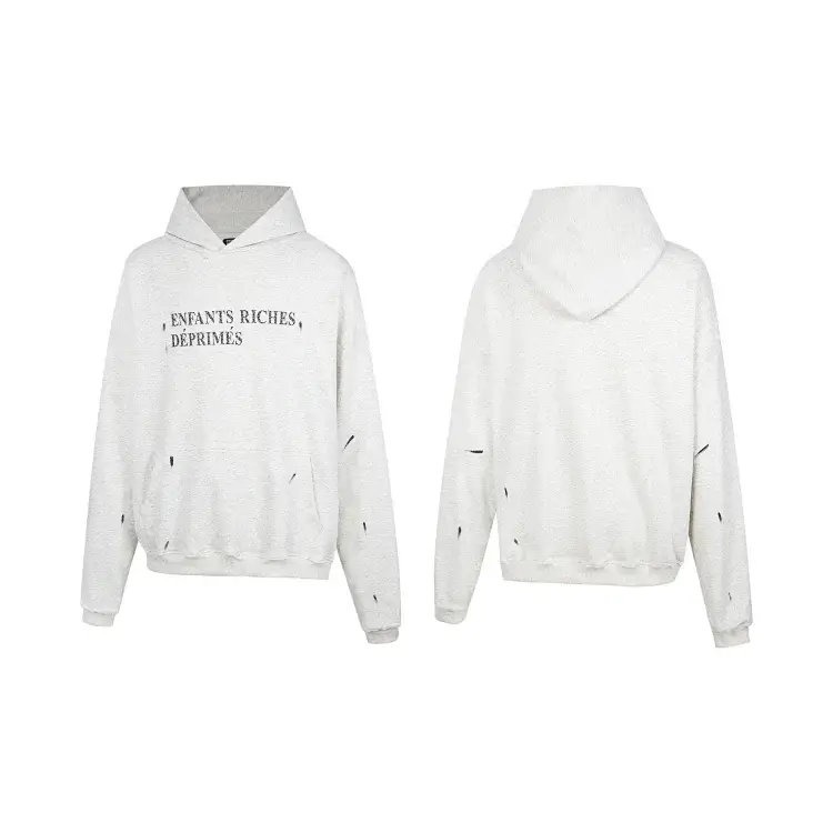 Enfants Riches Déprimés Distressed White Hoodie