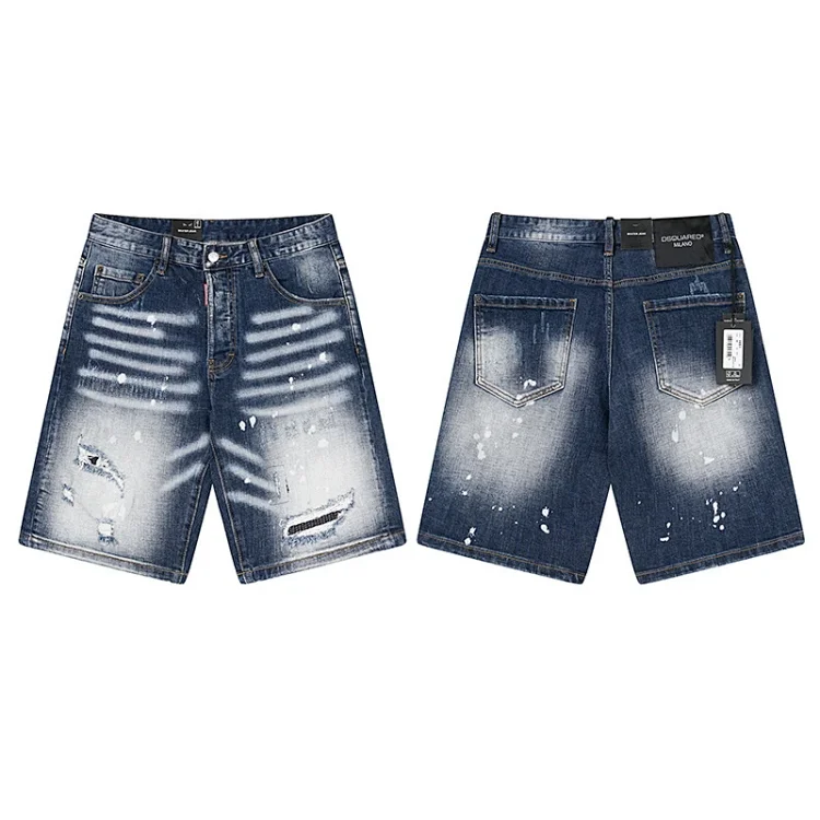 DSQUARED2 Distressed Paint Splatter Denim Shorts