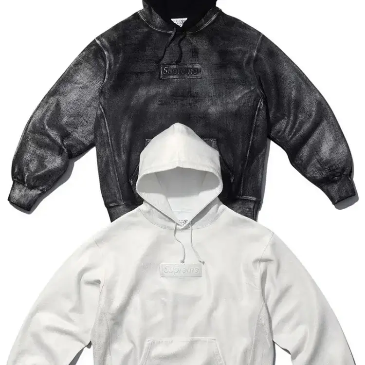 Supreme Embroidered Hoodies (Black/White)