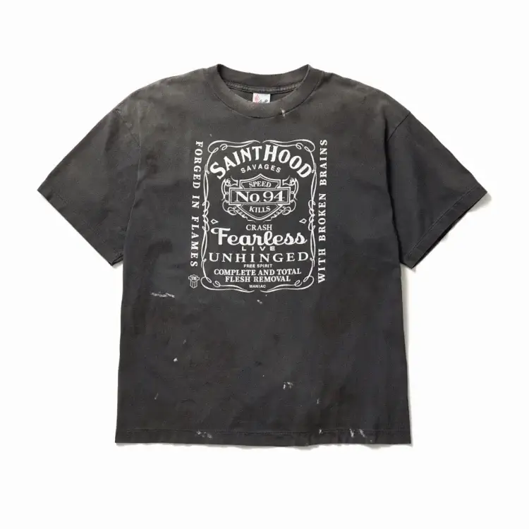 SAINTHOOD Black Distressed T-Shirt
