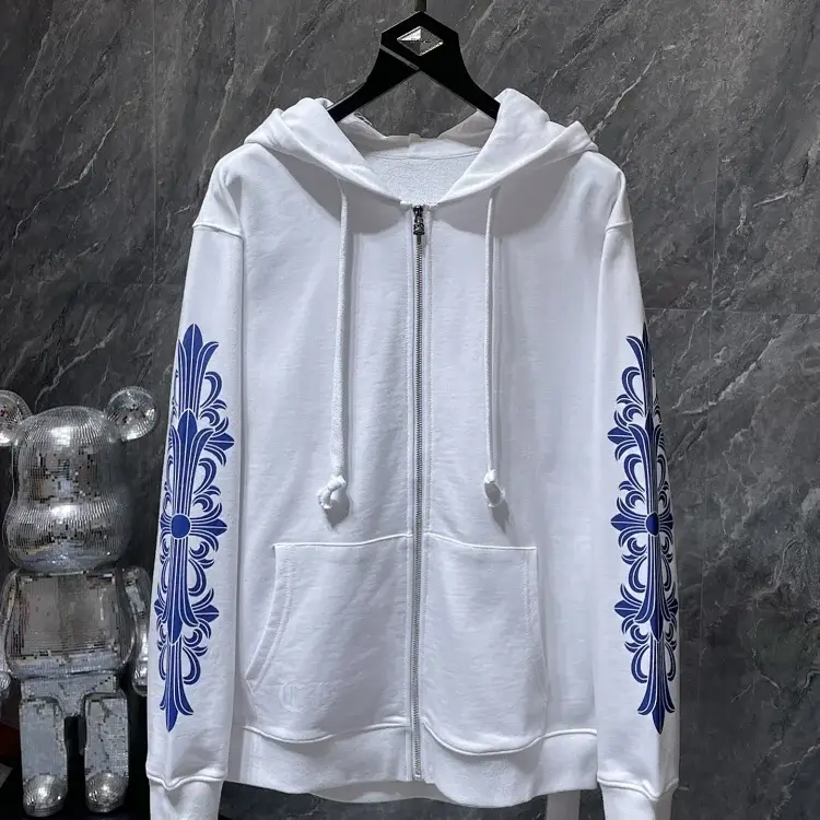 Chrome Hearts Zip Hoodie Blue Cross