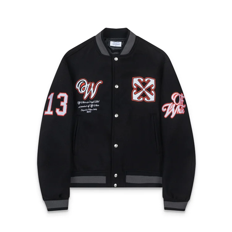 Off-White Black Embroidered Varsity Jacket