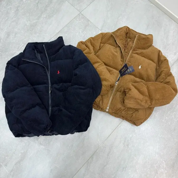 POLO Navy & Tan Corduroy Puffer Jackets