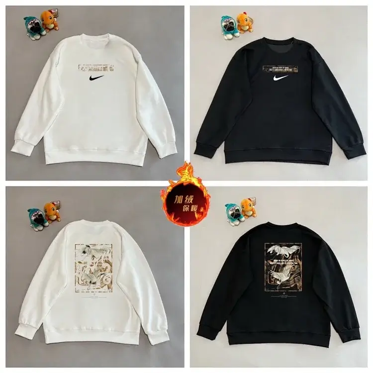 Nike Crane Print Fleece Hoodie (White/Black)