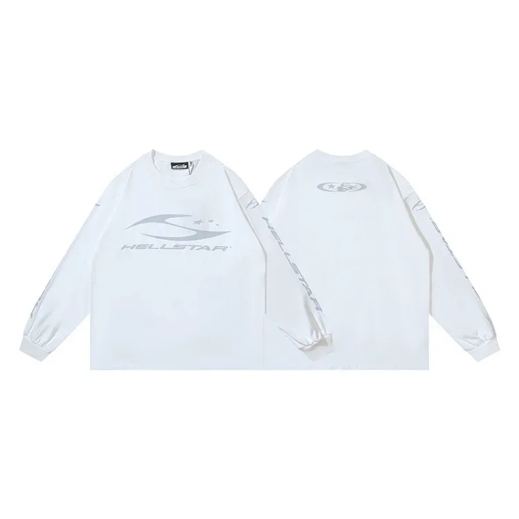 HELLSTAR White Long-Sleeve T-Shirt Gray Logo