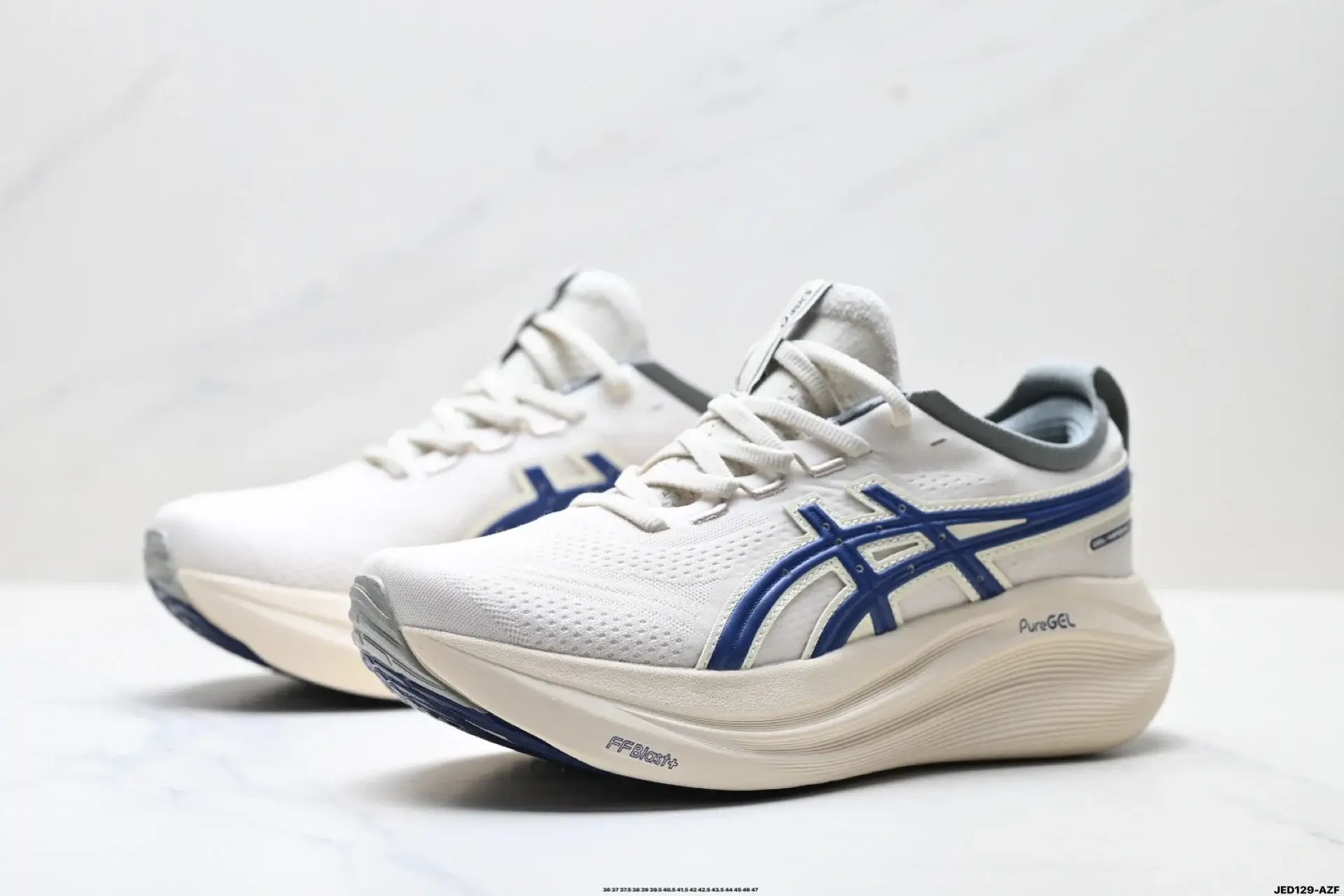 ASICS White & Blue Running Shoes (PureGEL, FF BLAST+)