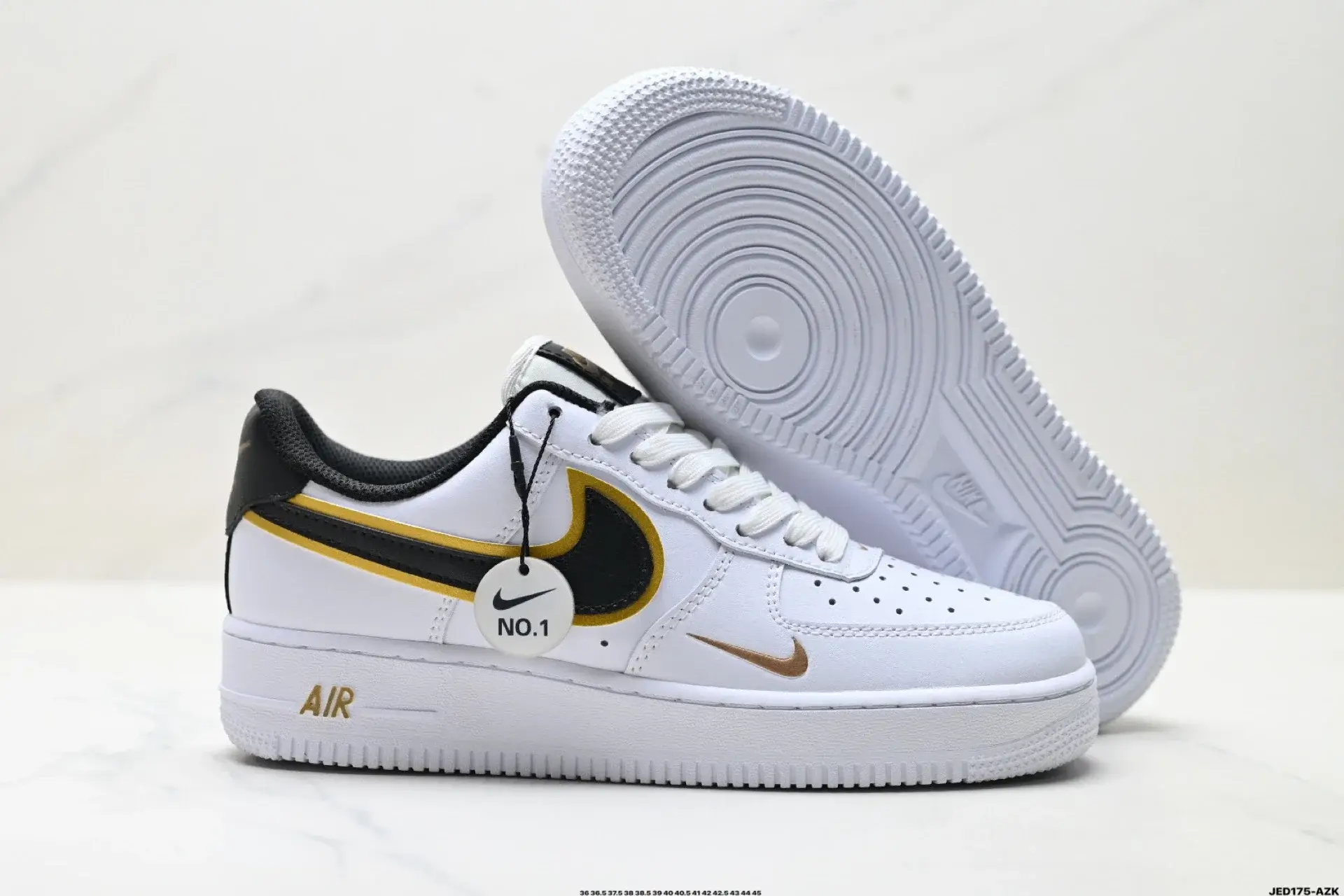 Nike Air Force 1 Low White Black Gold Double Swoosh