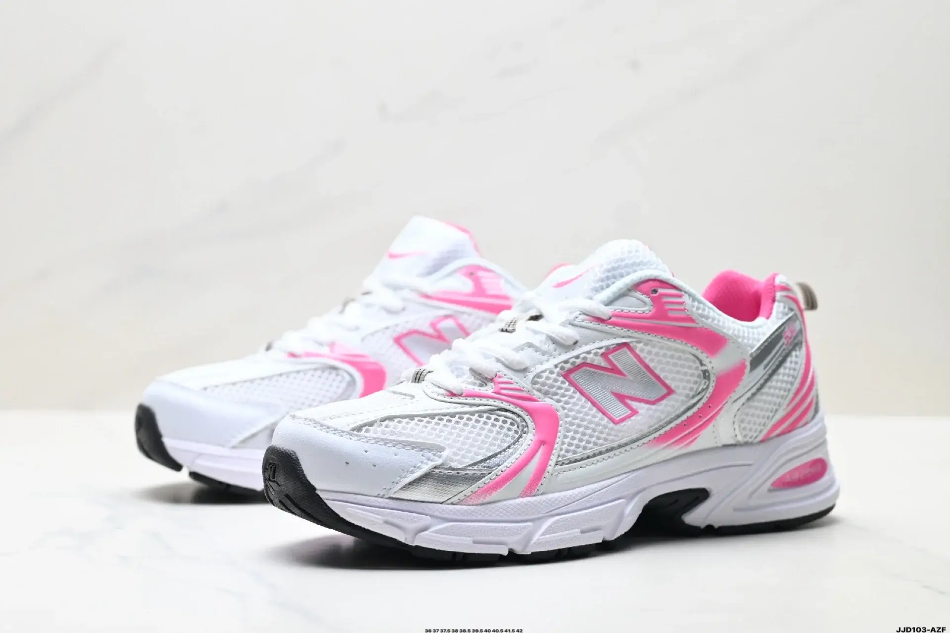 New Balance White Pink Mesh Running Shoes