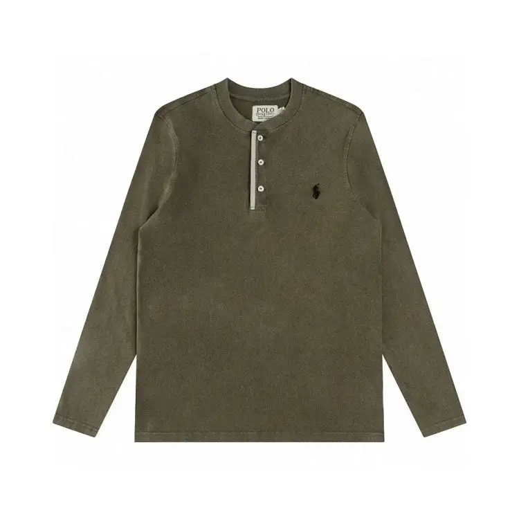 POLO Olive Green Washed Henley T-Shirt