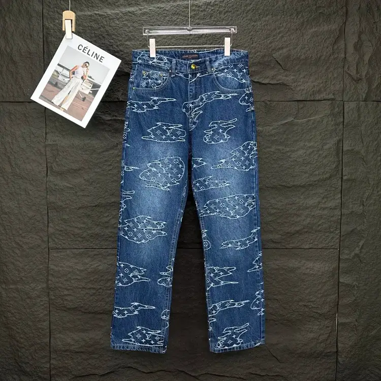 CELINE Blue & White Pattern Pants