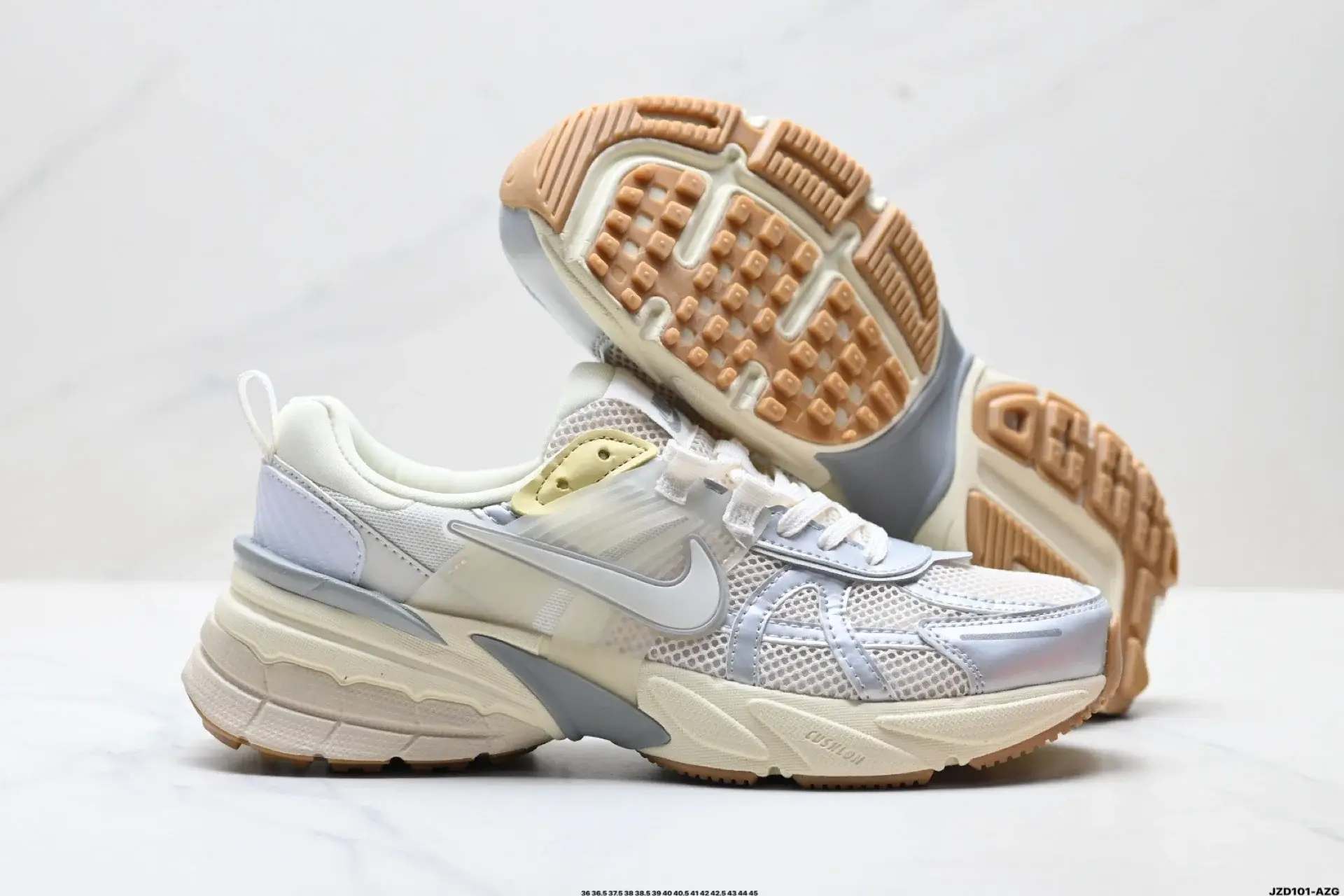 Nike Light Gray & Off-White Retro Running Mesh Shoes