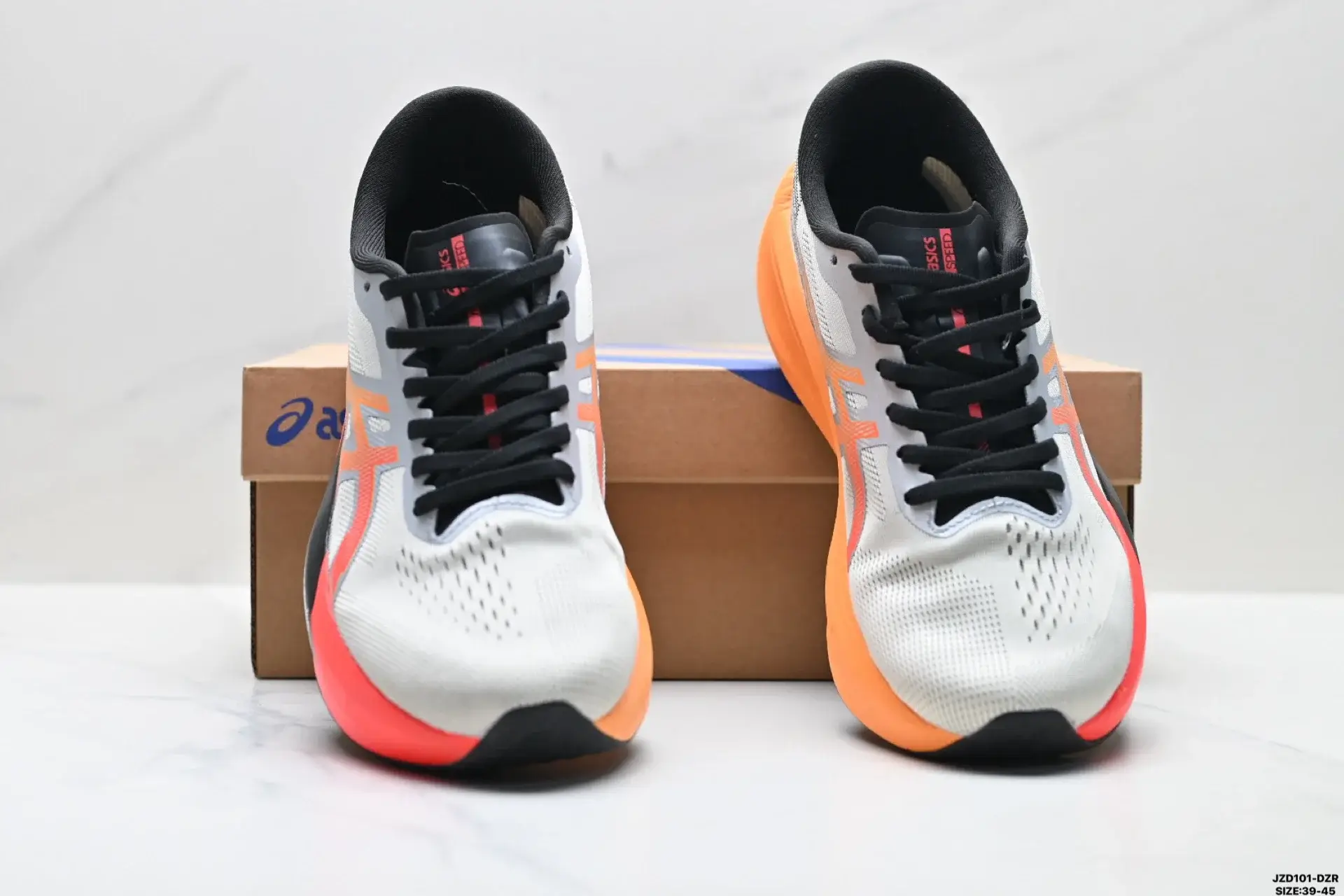 ASICS White/Orange/Black Mesh Running Shoes