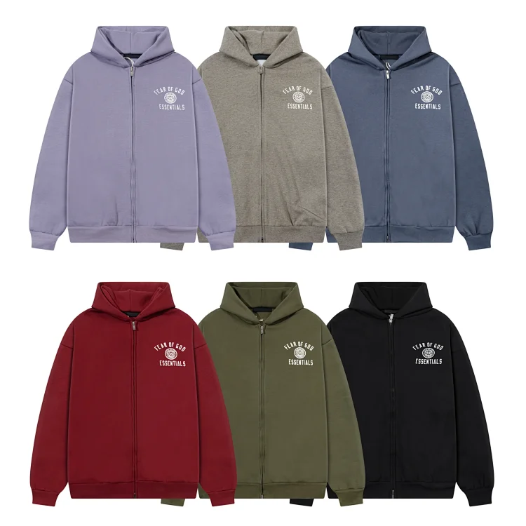 FEAR OF GOD ESSENTIALS Logo Zip Hoodies