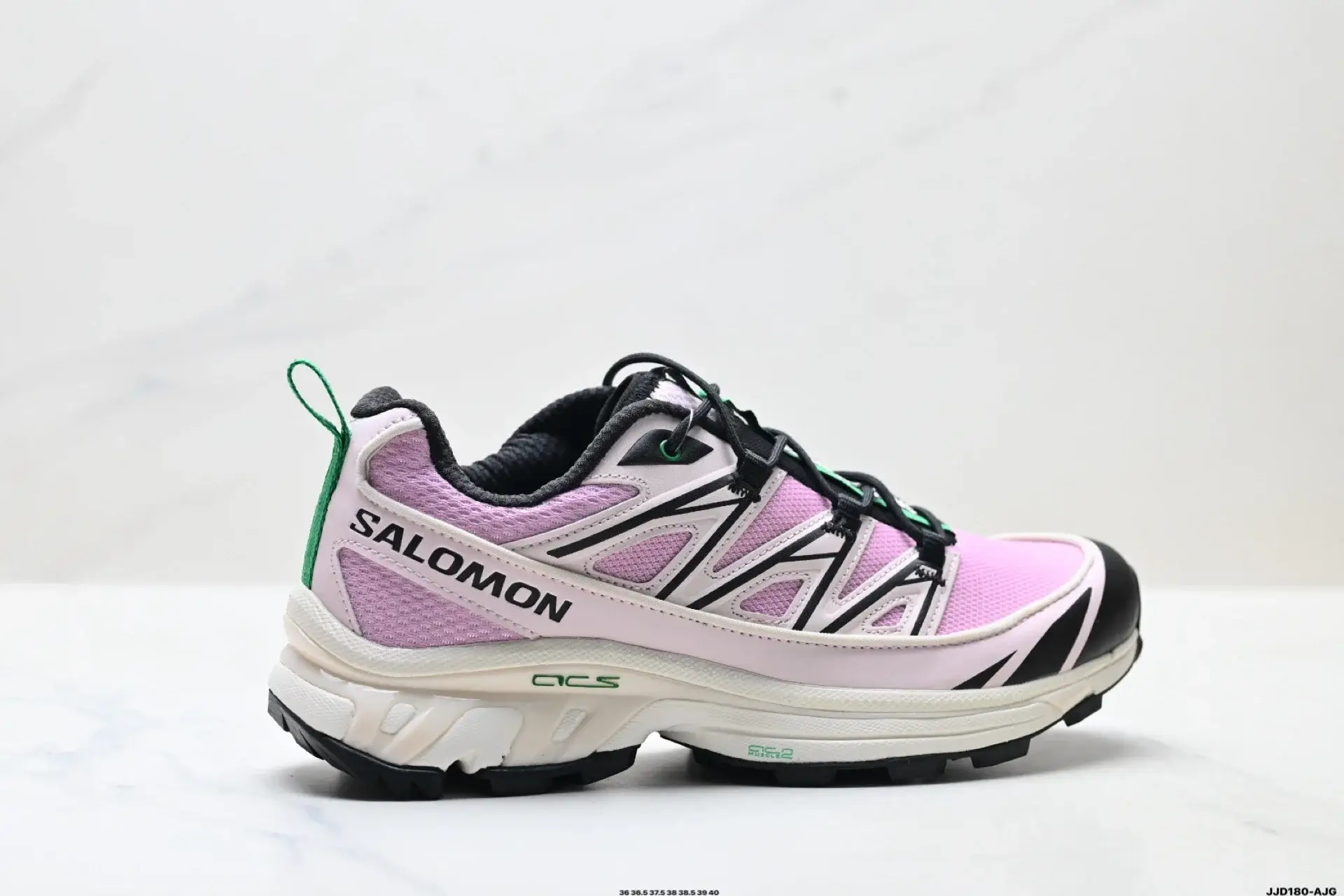 Salomon Pink White Black Green Mesh Sneaker