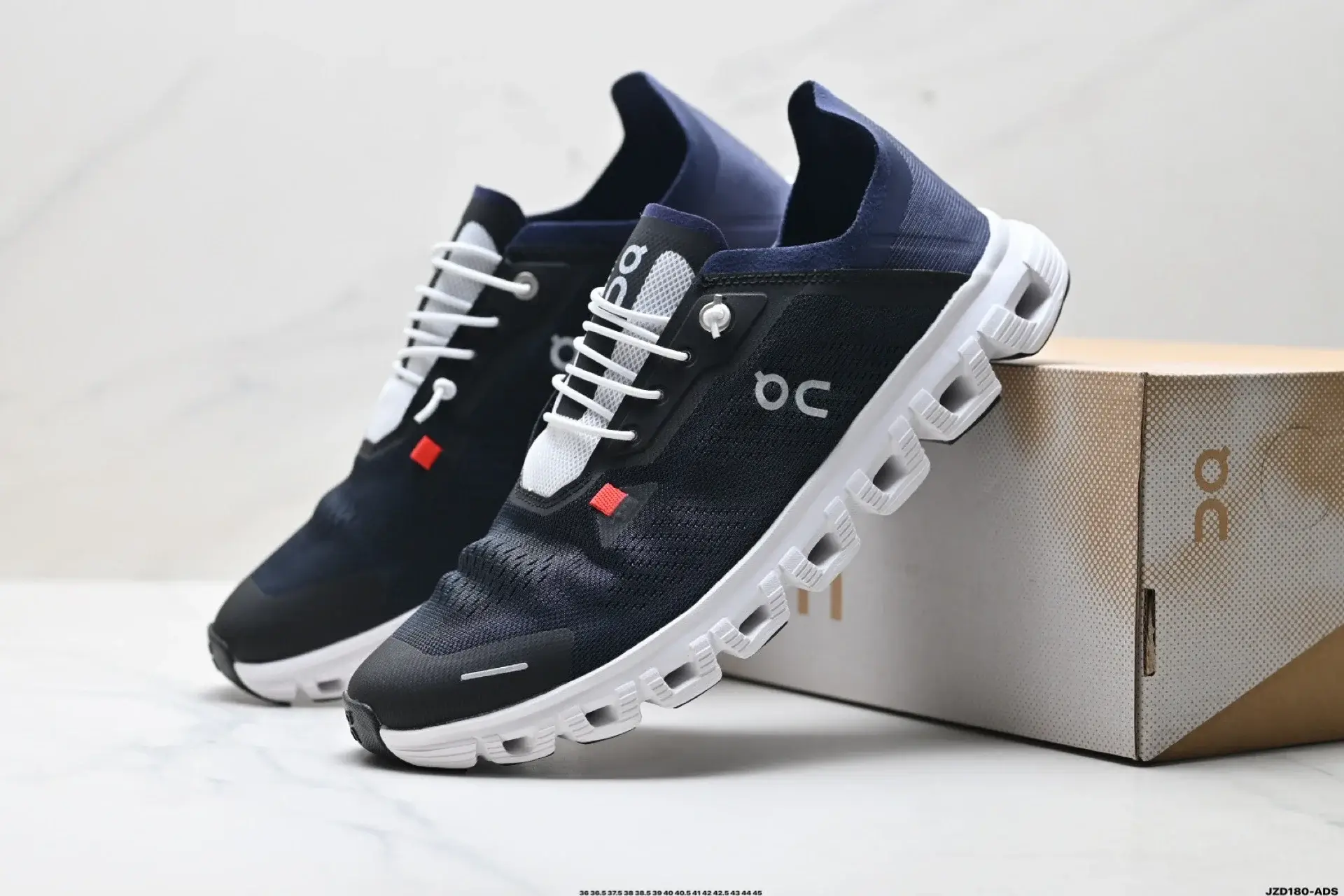 On Running Shoes: Navy/White Mesh, Segmented Sole